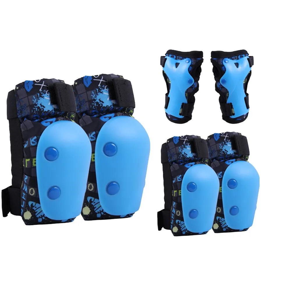 Thickening Adjustable Sports Protective Gear Kit for Kids - 6 Piece - Blue