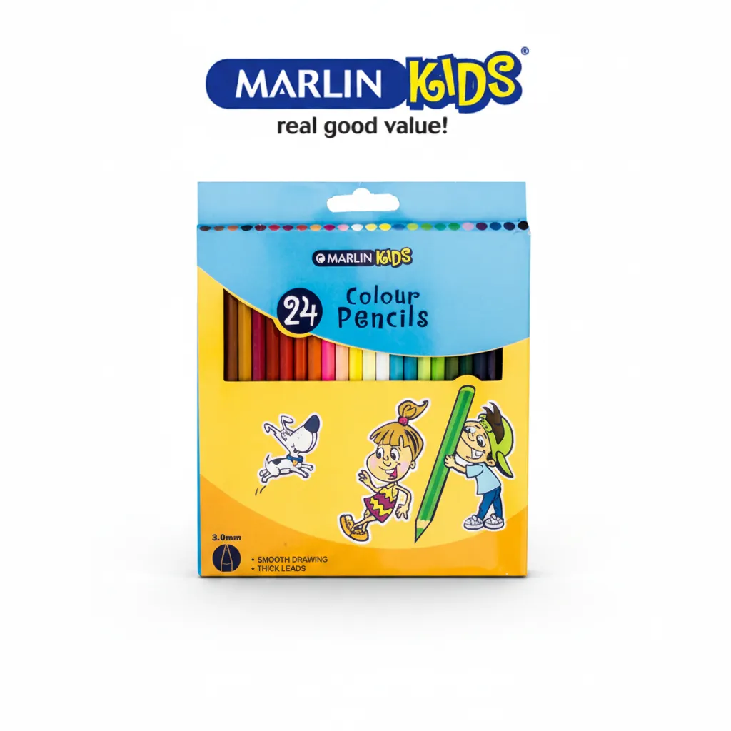Marlin Kids 24 Piece Long Colour Pencils Set for Drawing and Art