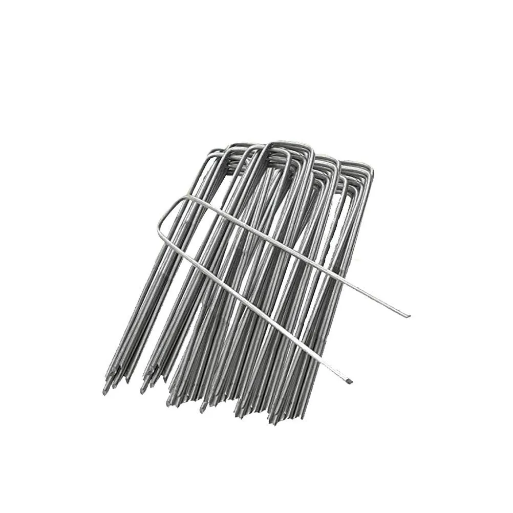 50 Pieces Silver U-Shaped Lawn Pegs