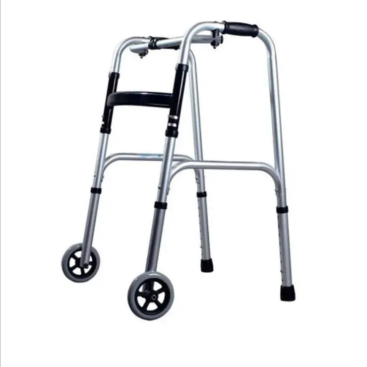 Adjustable Adult Walker Frame with Wheels - Aluminium