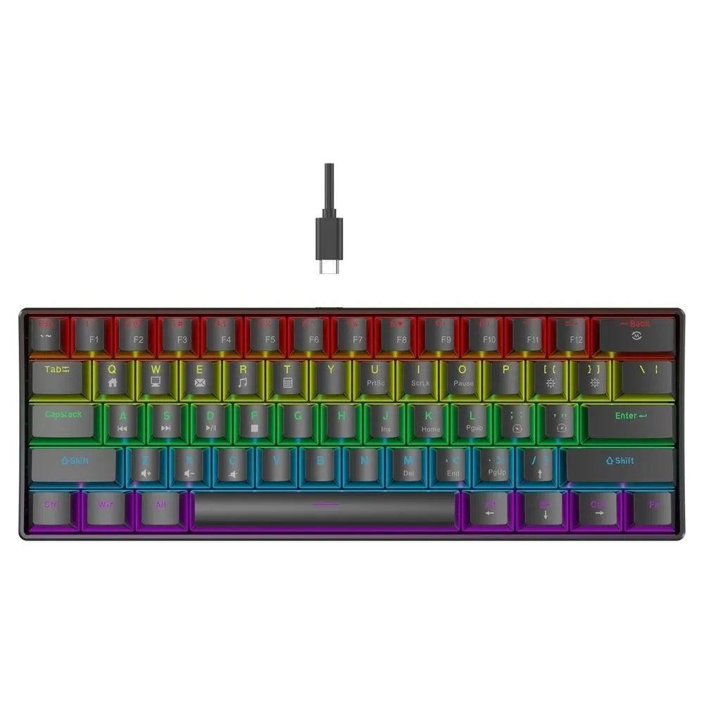 K61 Wired Mechanical Keyboard with RGB Lighting for Gaming and Office