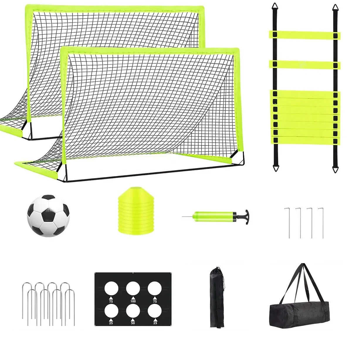 30-Piece Football Training Set Kids Portable Soccer Goals Set For Backyard