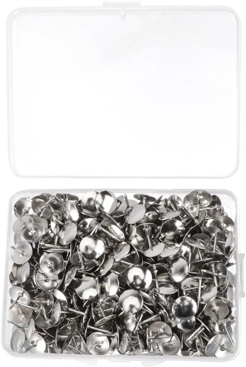 500 Pieces Silver Nickel-Plated Flat Push Pins Iron Thumbtacks for Office