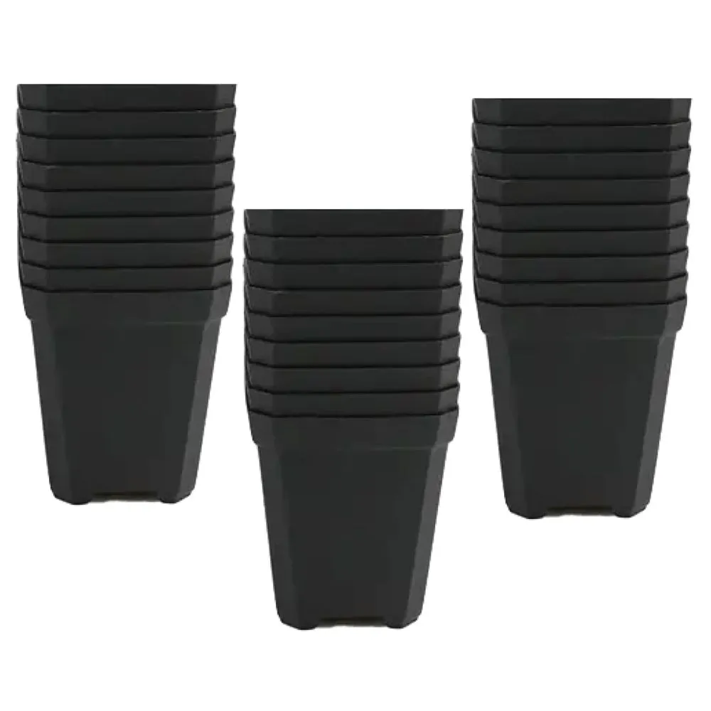 Garden Square Nursery Plant Pots With Drainage Holes Set of 24 - 12cm - Black