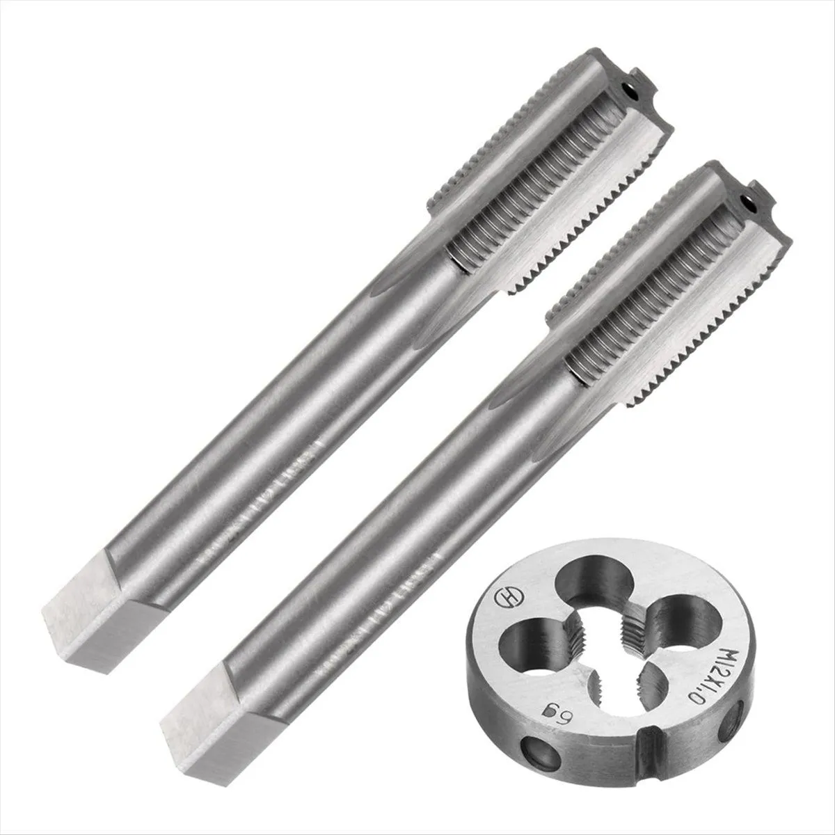 3 Pcs Tap and Die Set Metric M12 x 1 Thread Taps & Compatible with None