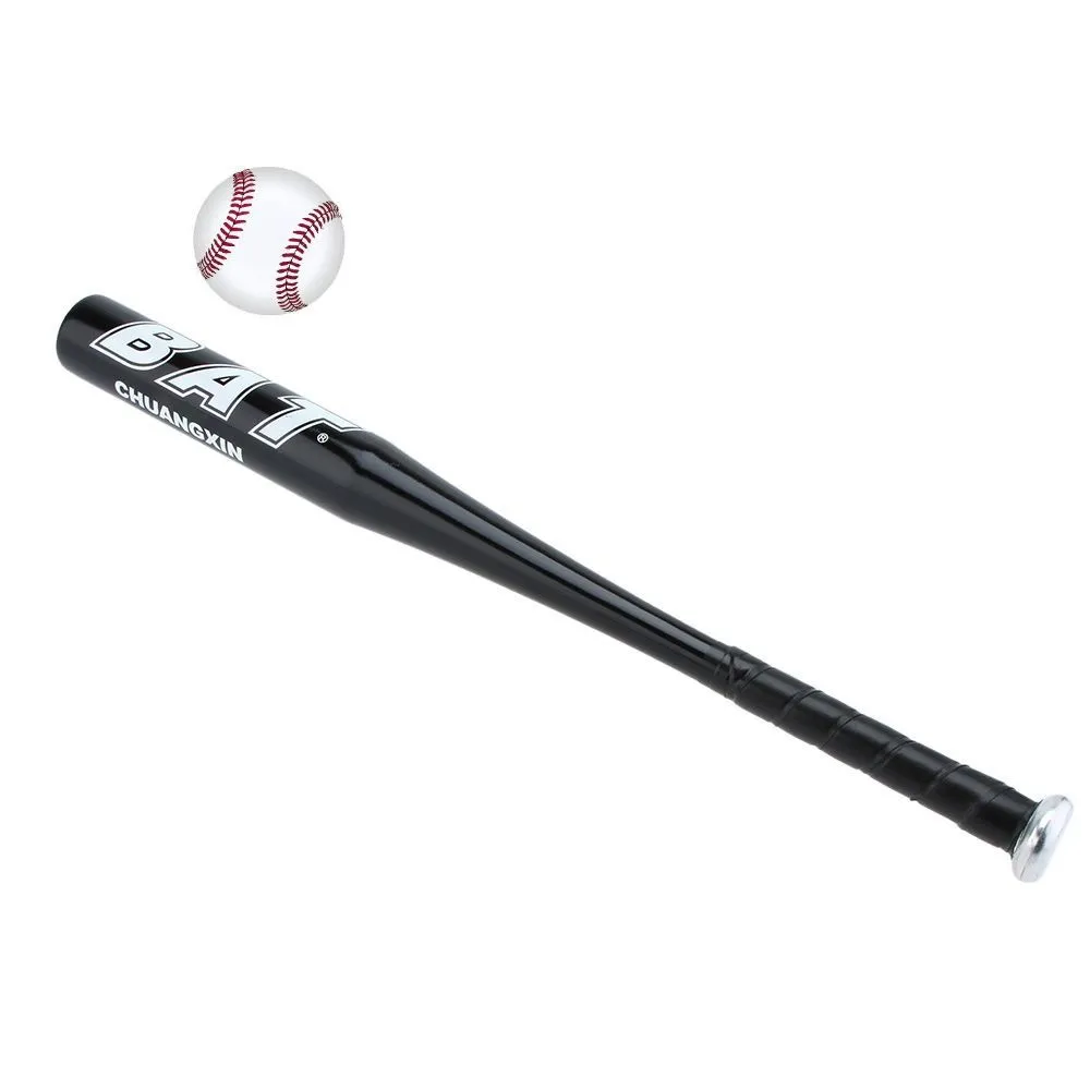 Aluminium Baseball Bat & Ball Set - 62cm - Beginners Baseball Kit - Black
