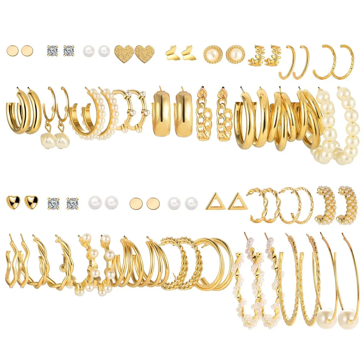 72 Pieces Gold Earrings Set For Women Jewelry Gifts