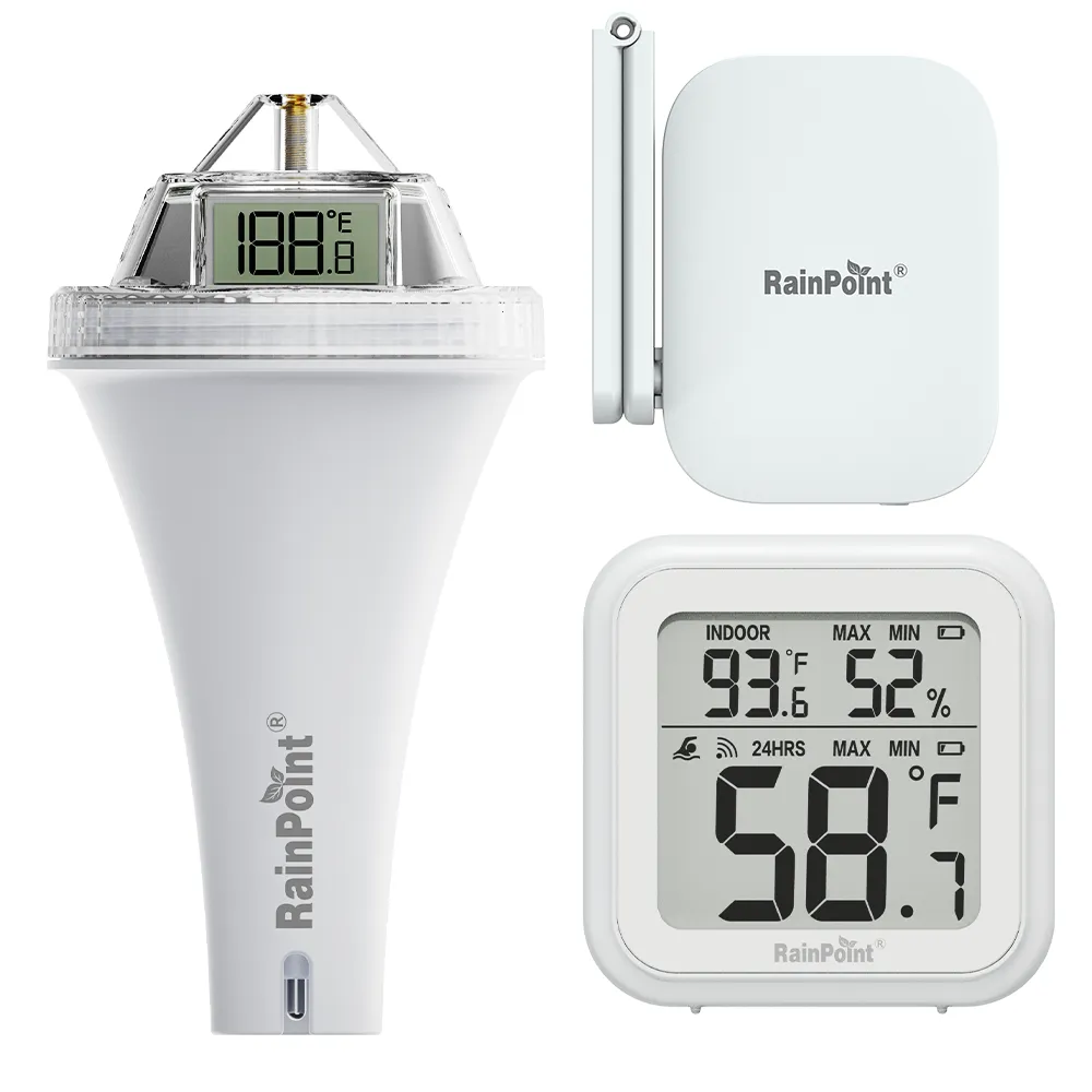 RainPoint Wireless Smart Wi-Fi Pool Thermometer, Display Screen + Wi-Fi Hub