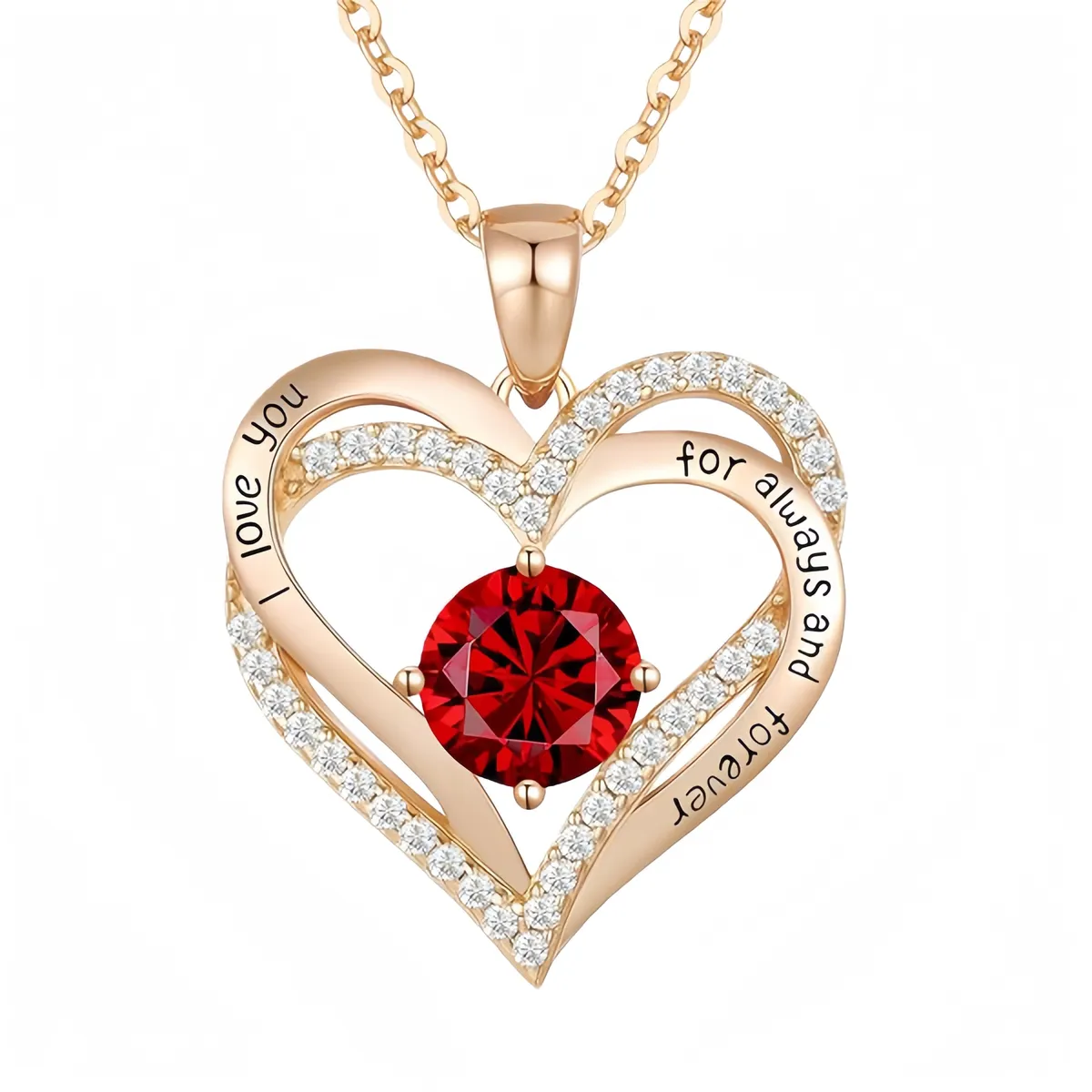 Love Heart Rose Gold Necklaces Gifts for Mum Wife Anniversary Birthday