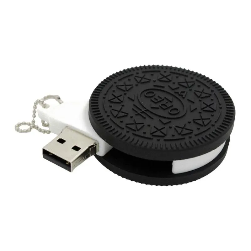 Cookie-Shaped USB Flash Drive, 16GB, Fun Gift for Students & Office Use - Black