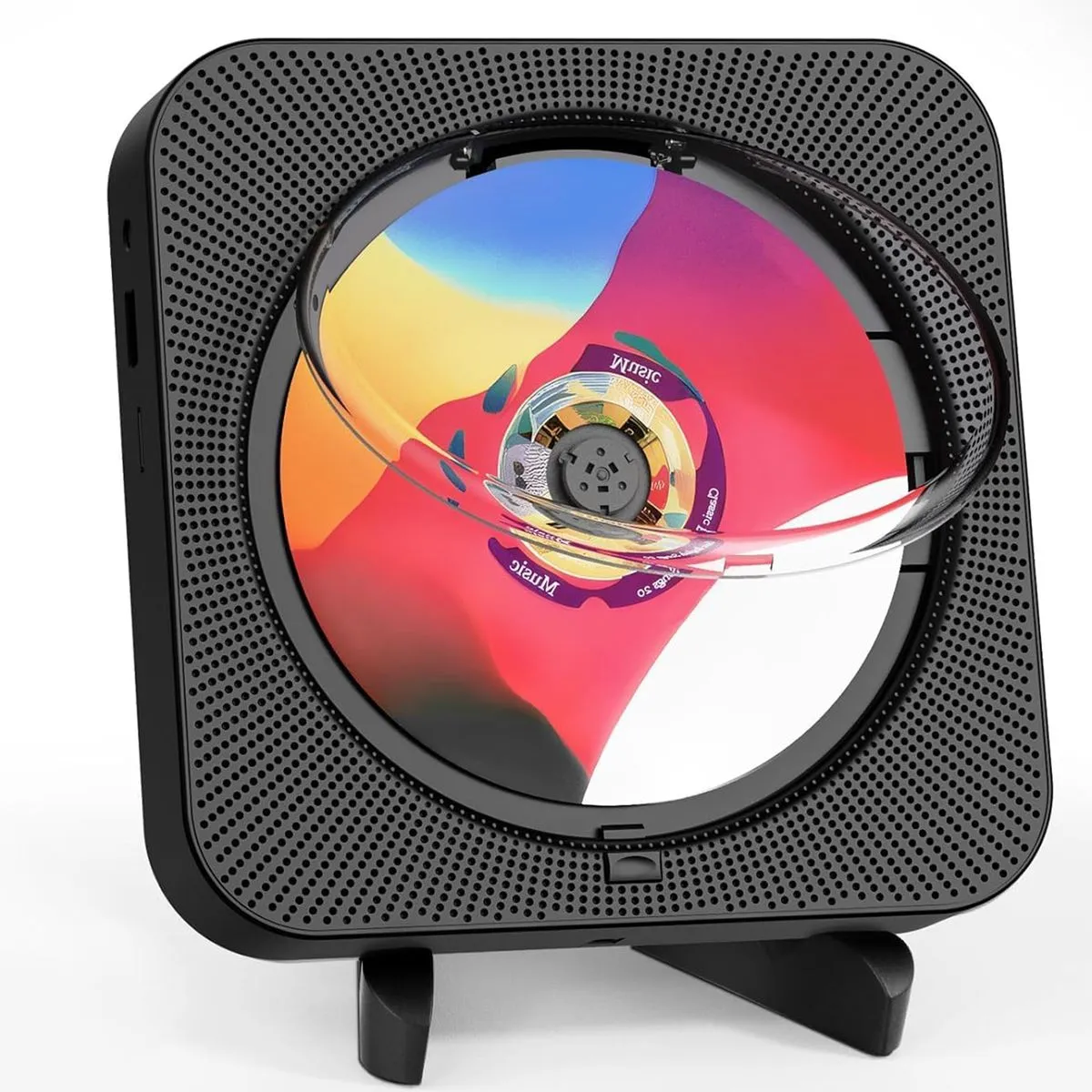 CD Player with Speakers Wall Mount or Desktop Use Bluetooth Music Player - Black