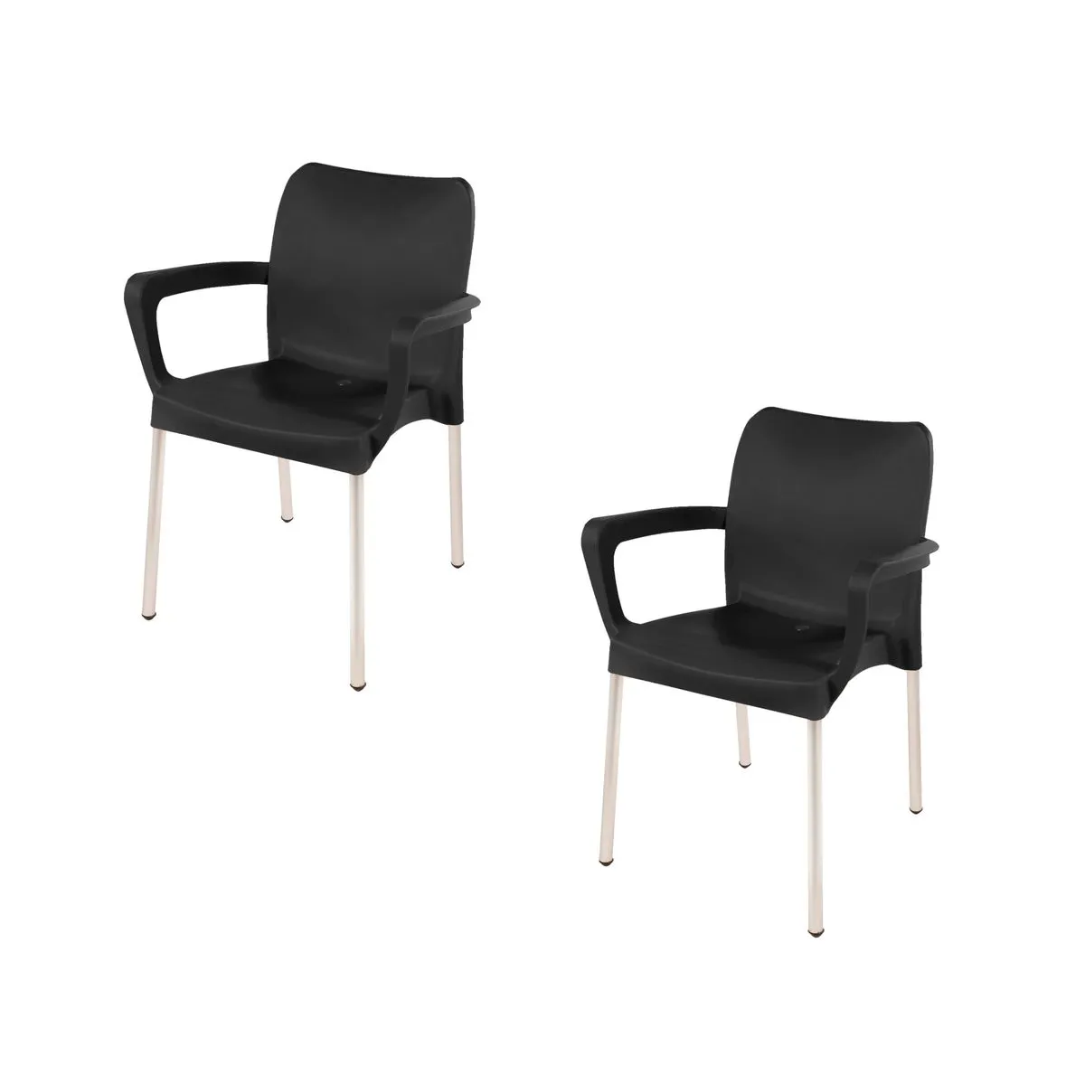 Set of 2 - Heavy Duty Bistro Chair - With Armrests - Midnight Black