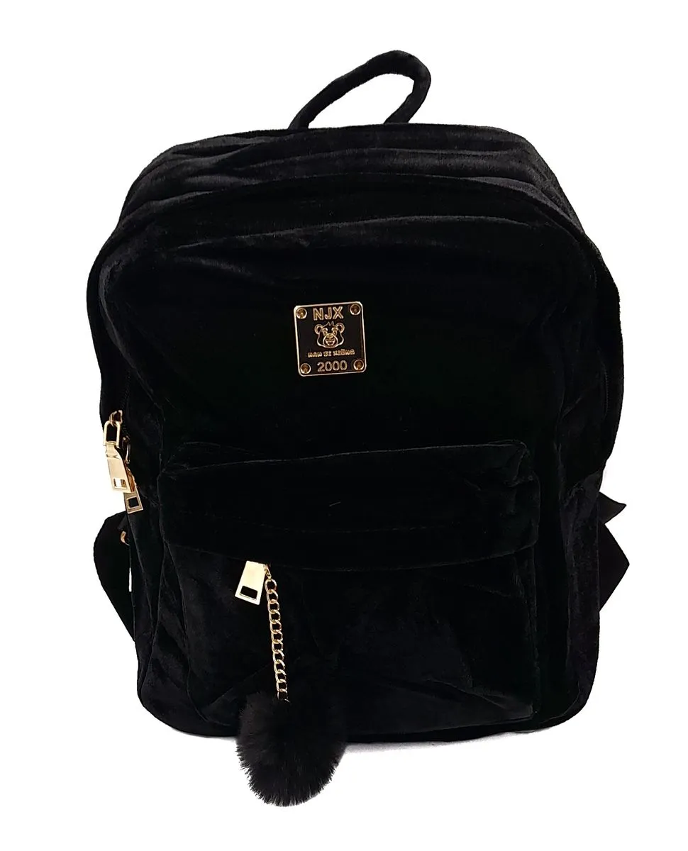 Everyday Velvet Backpacks for Women Classy Bags Women Handbags - Black