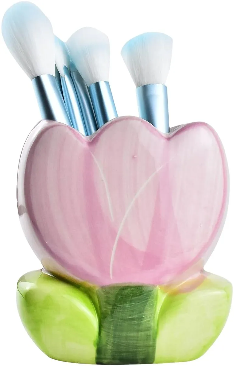 ESIW Ceramic Tulip Cosmetic Box, Organizers Make Up Stand Desktop Storage