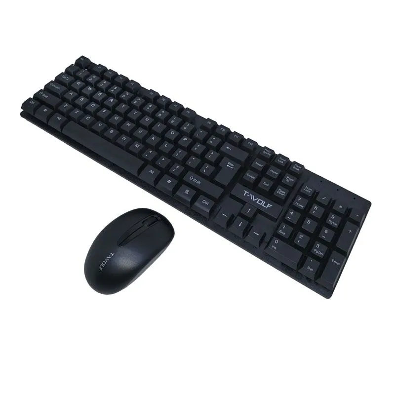 T-WOLF TF100 Wireless Keyboard & Mouse Combo Full-Size 104-Key,2.4GHz USB