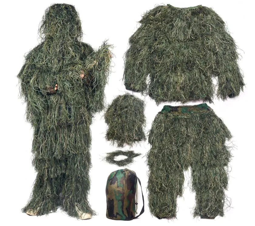 SamMag Biz Ghillie Hunting Suit, 3D Camouflage Hunting Apparel L-XL - Jungle Green