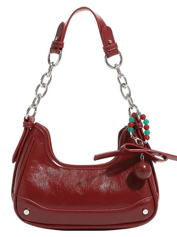 Chic Red Chain Underarm Bag Wedding Women Crossbody Bag
