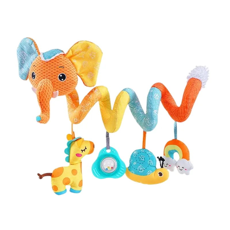 Newborns Spiral Hanging Activity Stroller Toy Baby Carseat Toy Crib Mobile - Elephant