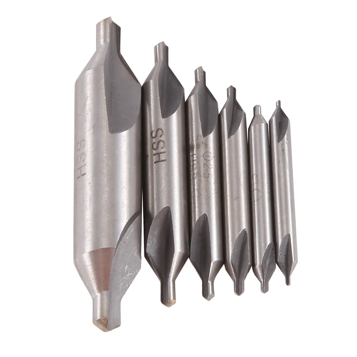 6 PCS HSS Combined Center Drills Bit Set 5/3/2.5/2/1.5/1 mm