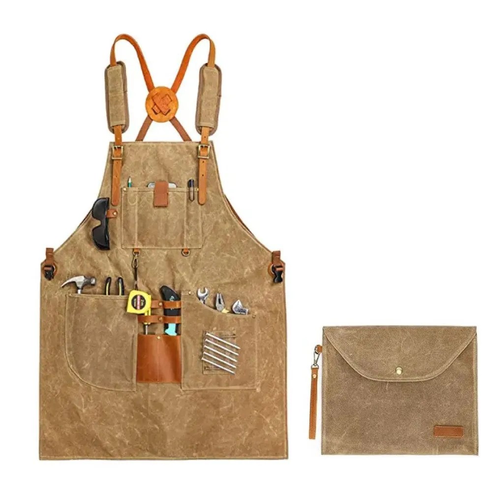Work Apron - Multi-Pocket Apron - Heavy-Duty, Water-Resistant