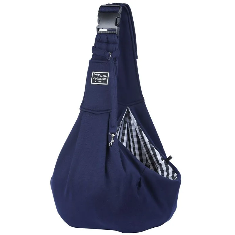 Navy Blue 2-in-1 Reversible Pet Sling Carrier - Hands-Free