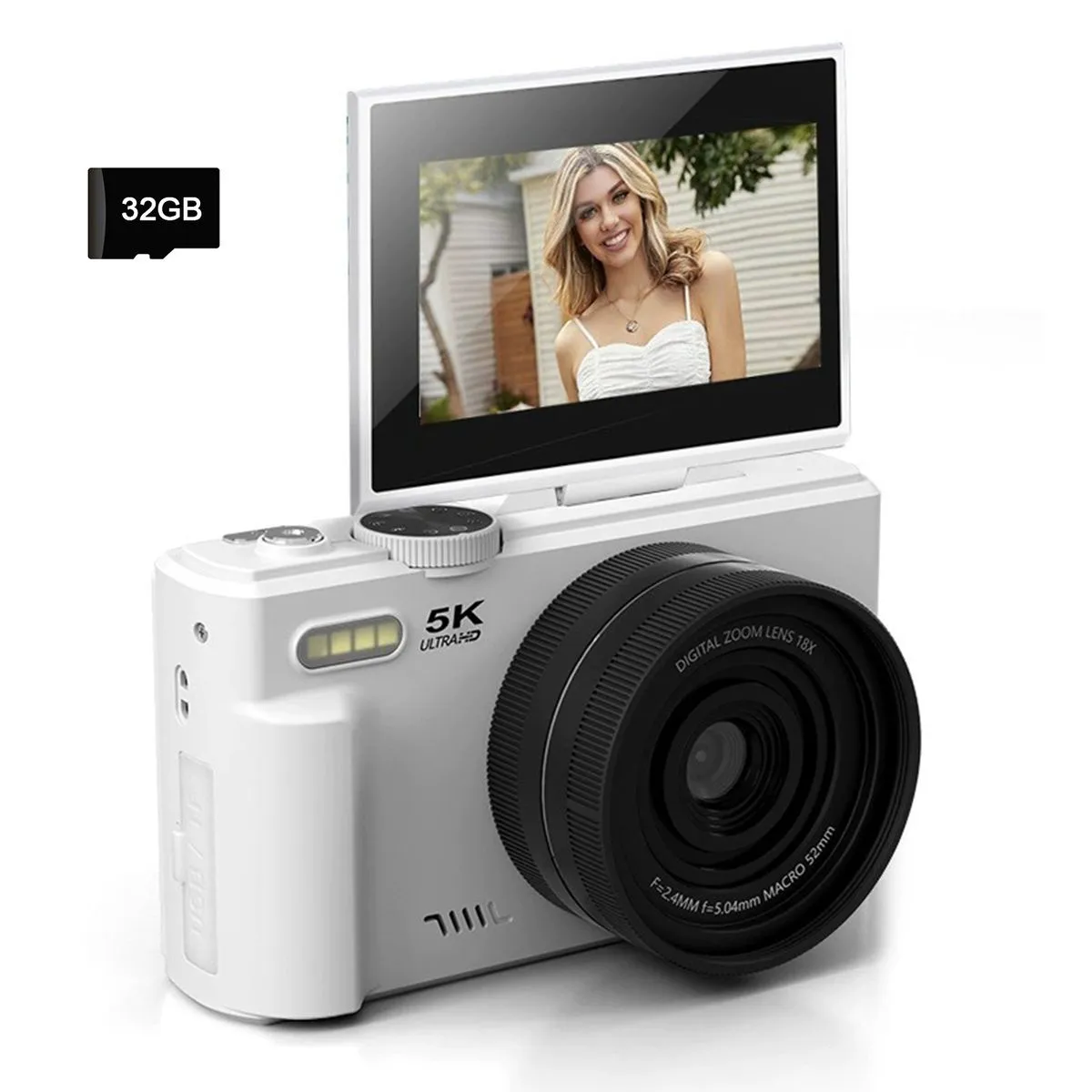5K Digital Camera for Photography, WiFi Vlogging Cameras 180 Flip Screen