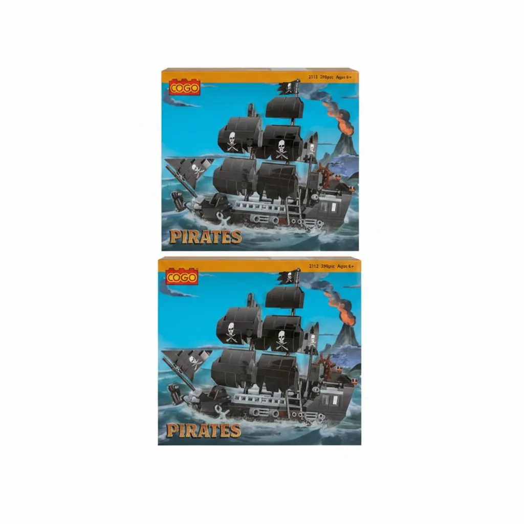 Cogo Building Blocks Pirate Ship 298 Piece Set for Kids - 2 Pack