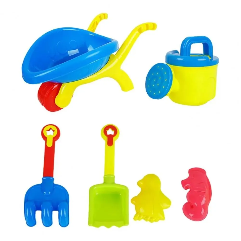 Hot Outdoor Kids Sand Play Beach Wheelbarrow with Accessories Set - 43cm - Blue