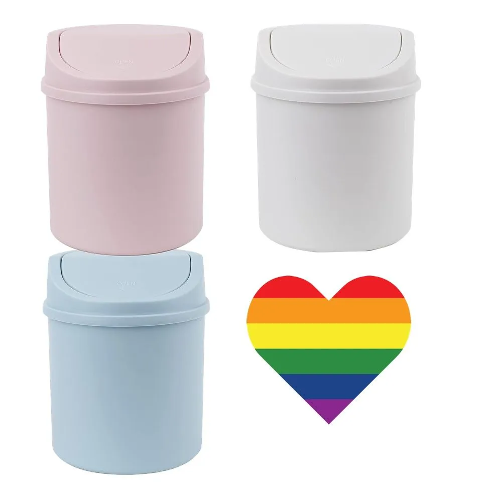 Decor Mini Garbage Waste Bin with Lid (16cm) Set of 3 & Heartsticker Small
