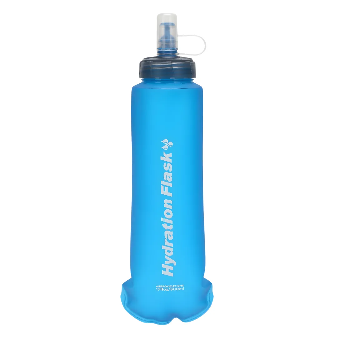 500ml BPA-Free Collapsible Soft Flask Water Bottle for Outdoor Sports - Blue