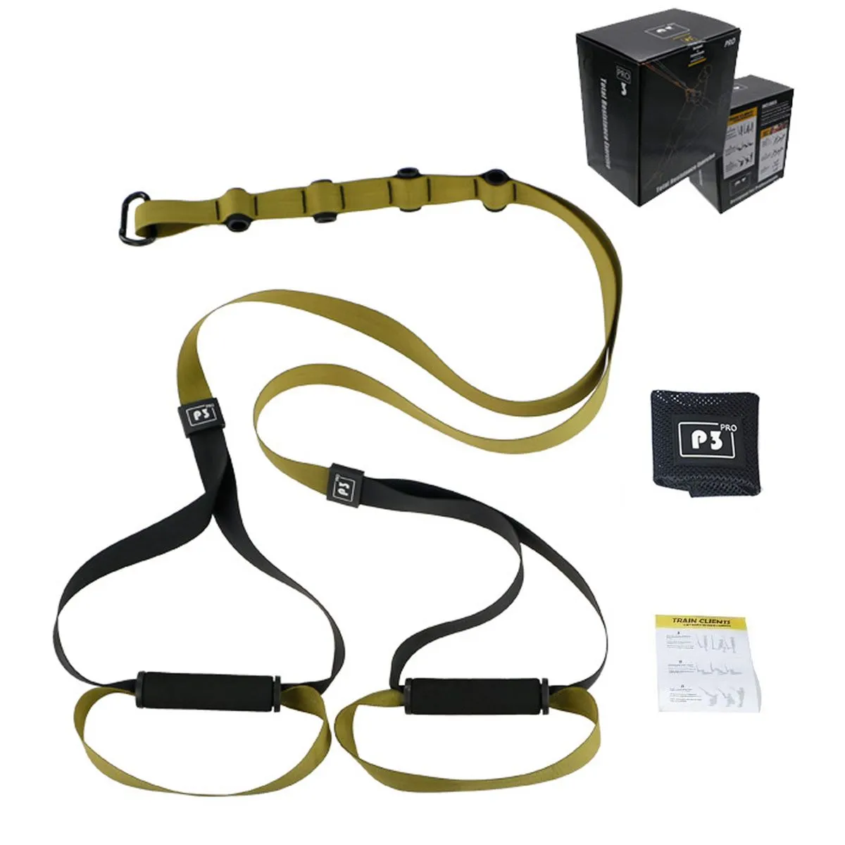185cm TRX Suspension Training Straps for Family Fitness - Green