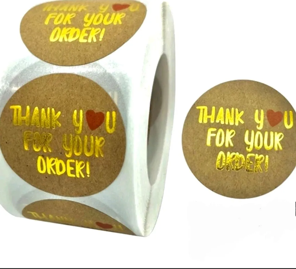 Kraft thank you gift cartons florists bakery event business stickers 38mm