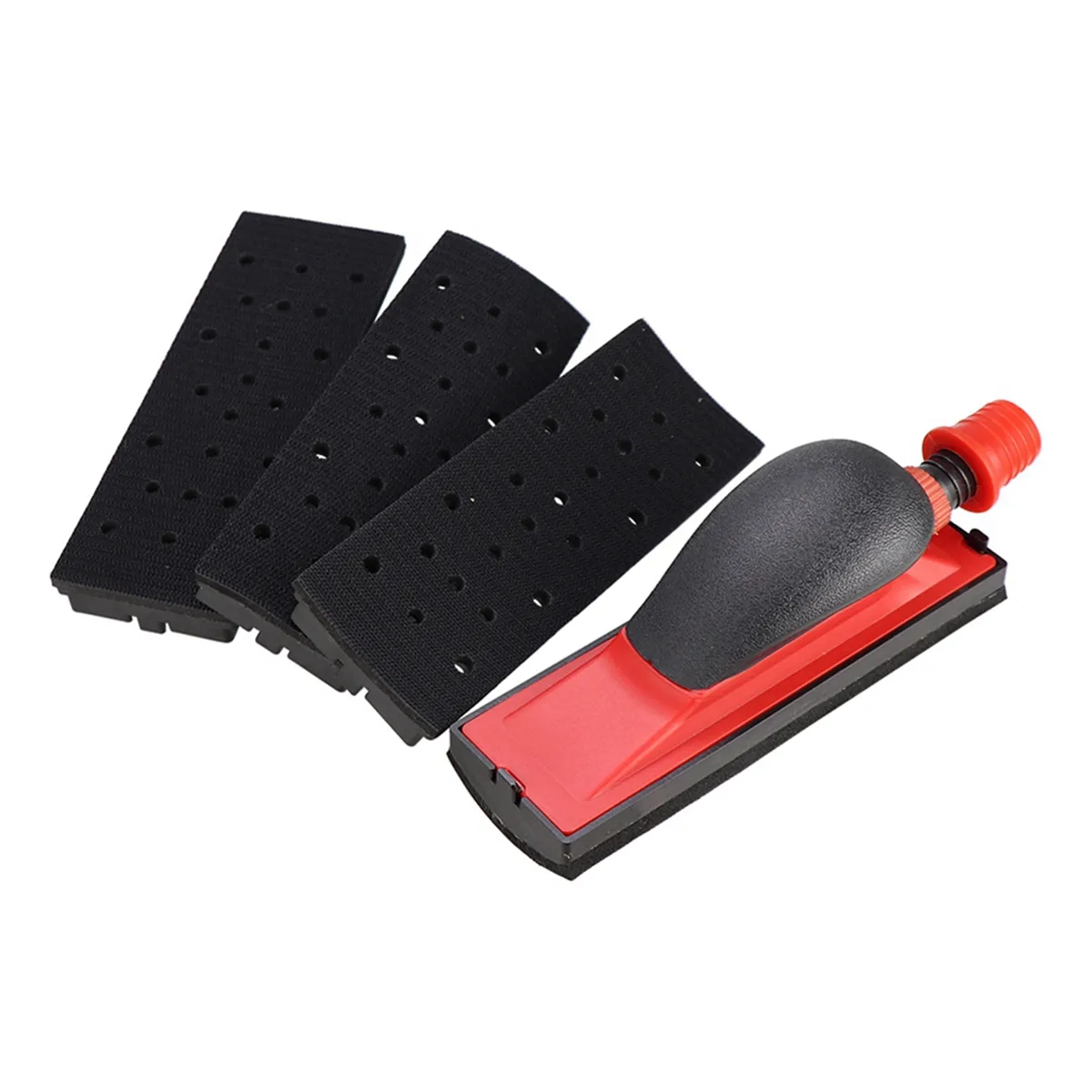 70x198mm Vacuum Sanding Block 5Pcs Set, 4Pc Backing Polishing Pad
