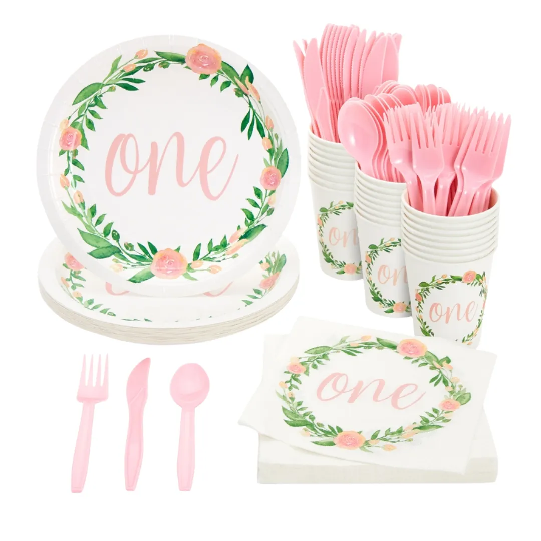 Floral Design 1st Birthday Party Supplies