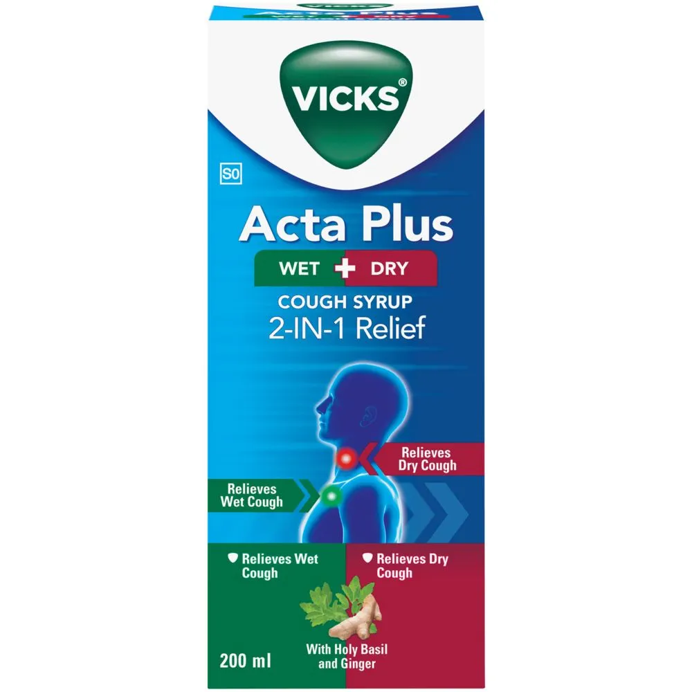 Vicks Acta Plus Wet & Dry Cough Syrup (200ML)