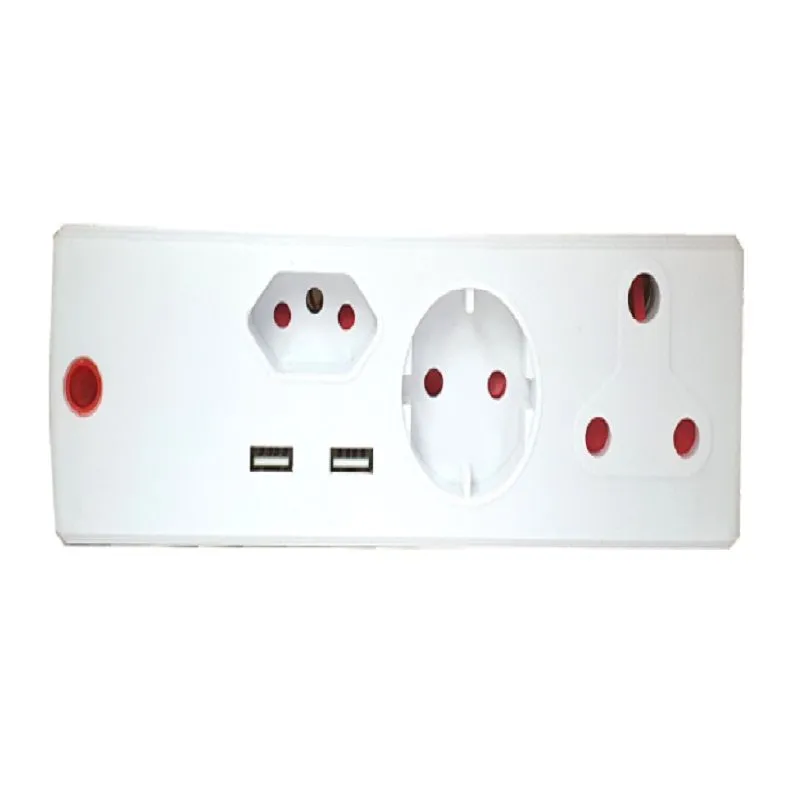 LED Power 3 Way Adapter + 2 USB Charging Ports 2.1A
