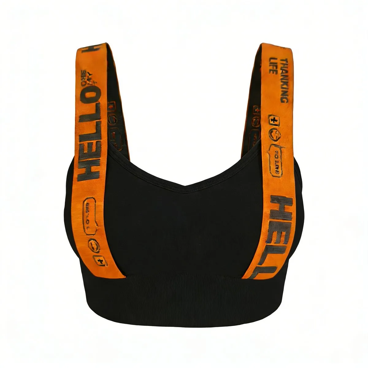 Letter Print Camisole Bralette One Size Trendy Letter Graphic Layering Tank - Black