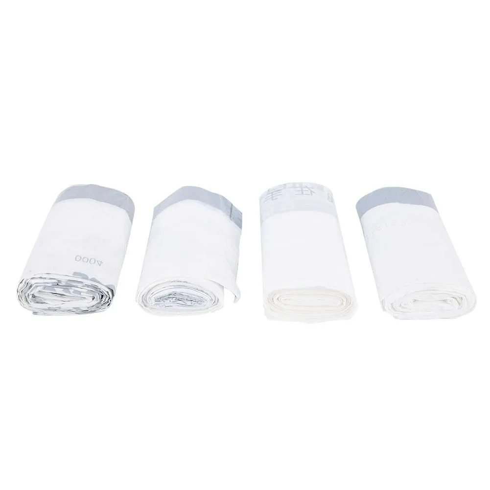4 Rolls Drawstring Garbage Bags 54x51cm White Pe Rubbish Sacks for Home