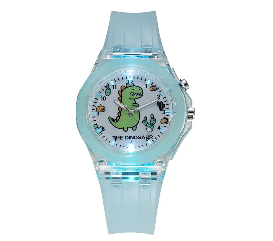 Kids Dinosaur LED Watch - Glowing Silicone Strap - Blue