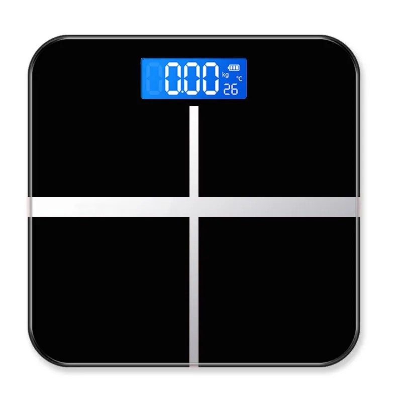 USB Rechargeable Digital Bathroom Scale, Tempered Glass High Precision - Black