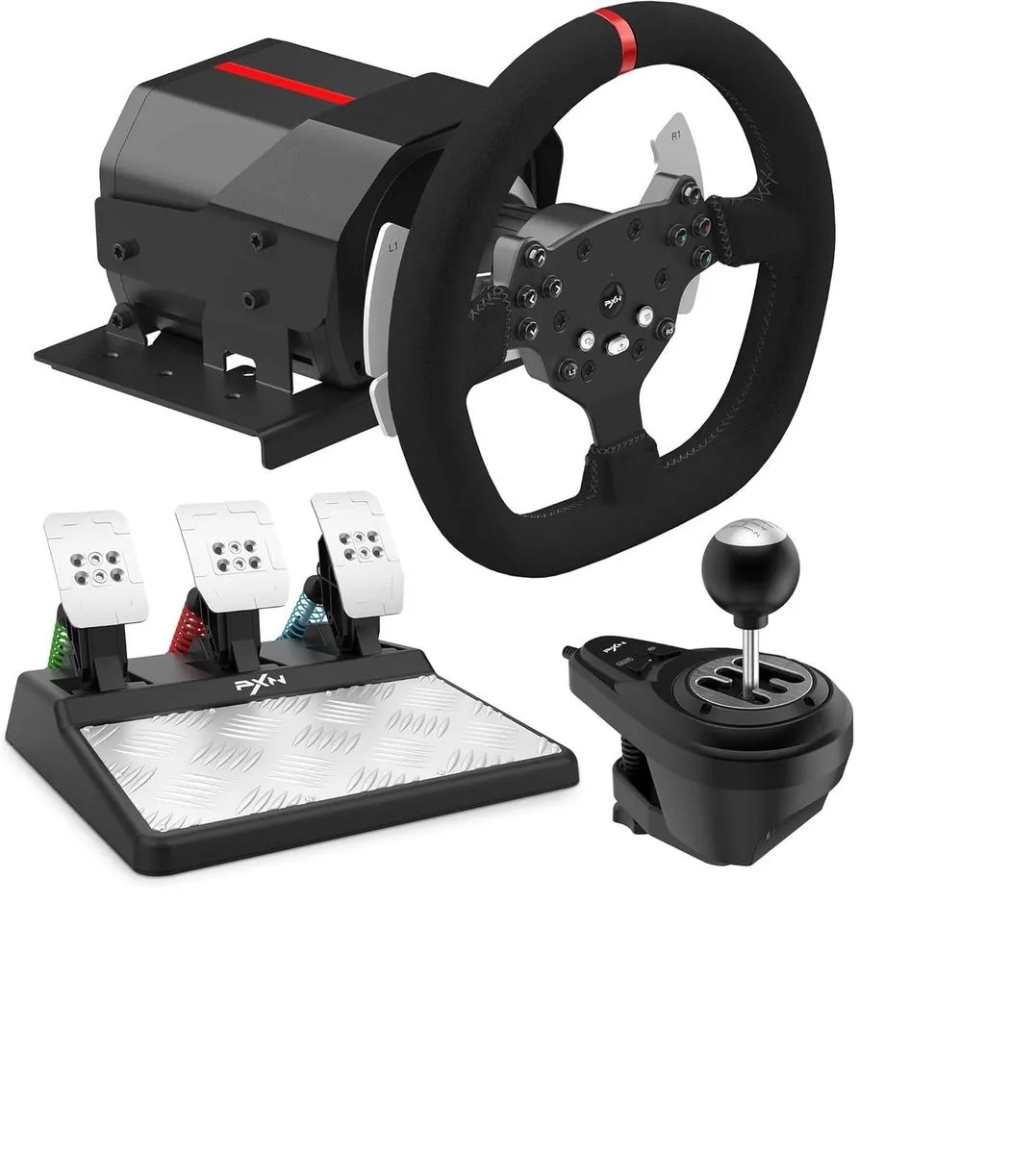 V10 Gaming Racing Wheel with Magnetic Pedals and Shifter