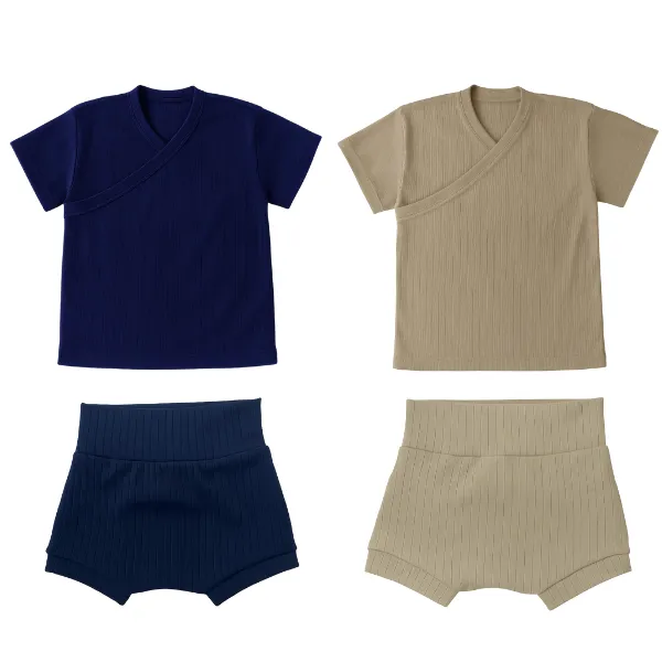Baby/Toddler-Easy Over Summer Shirt and Harem Nappy Cover-Navy/Brown