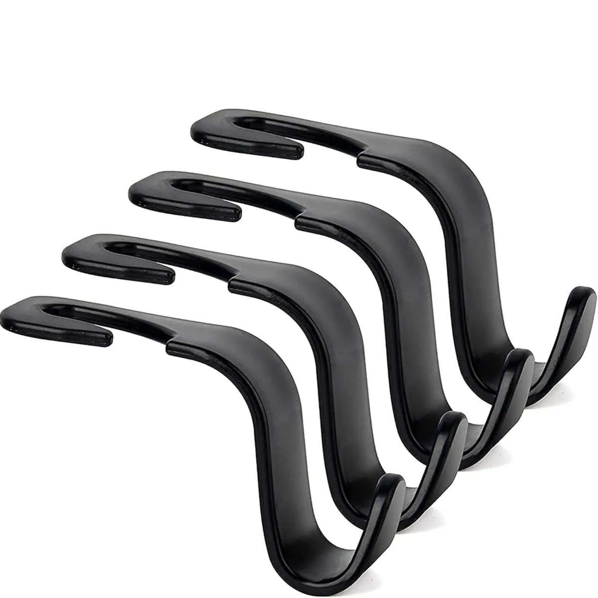 Sulfar 4 Pack Car Headrest Hooks Organizer Black