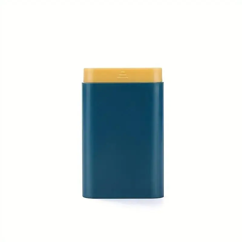 Portable 4 Grid Pill Organizer Box With Slide-Out Compartment - Blue