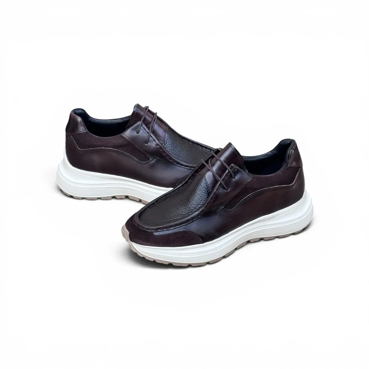Men Brown Leather Plain Casual