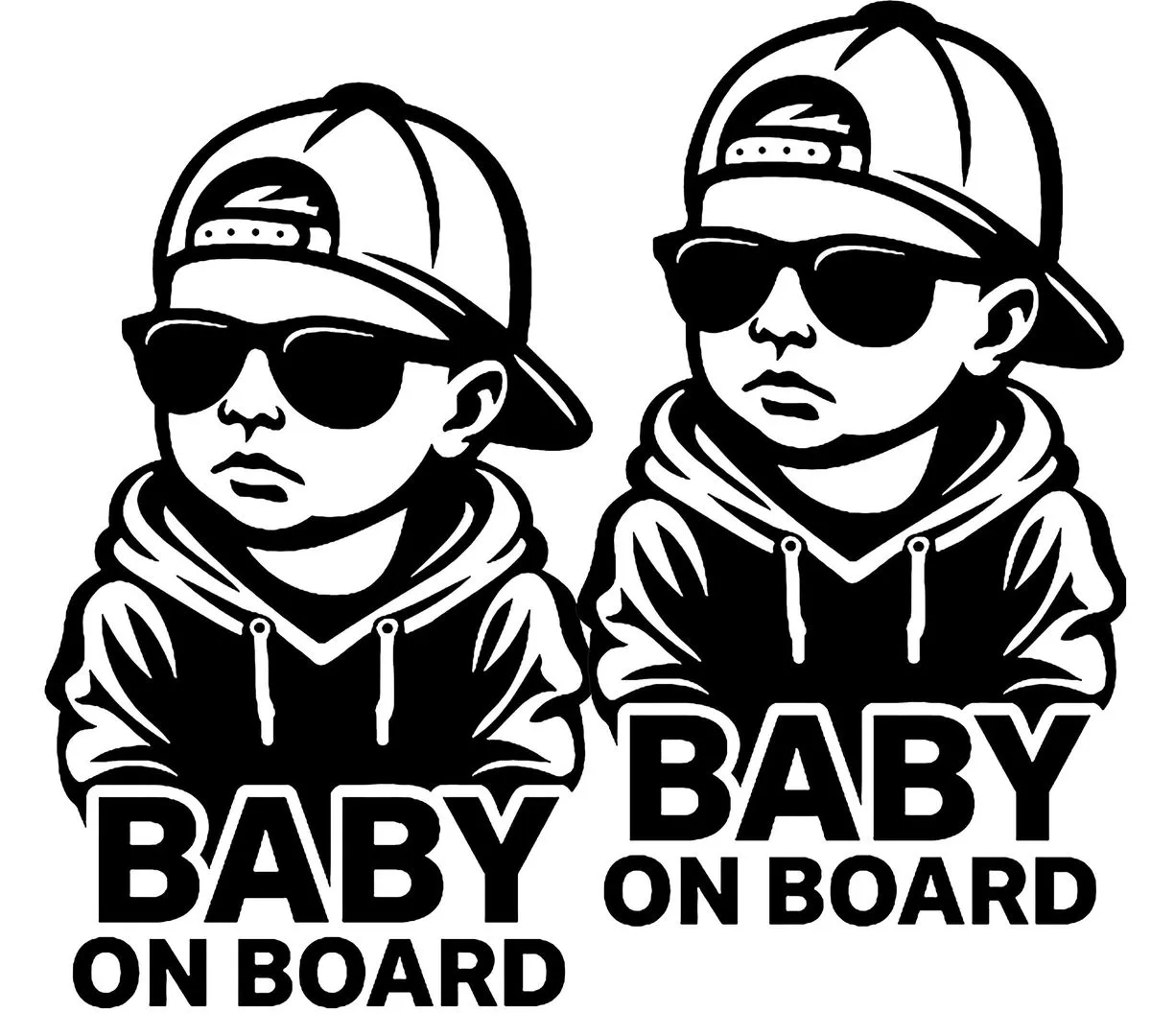 Baby On Board Black Car Vinyl Sticker-2 Pack.