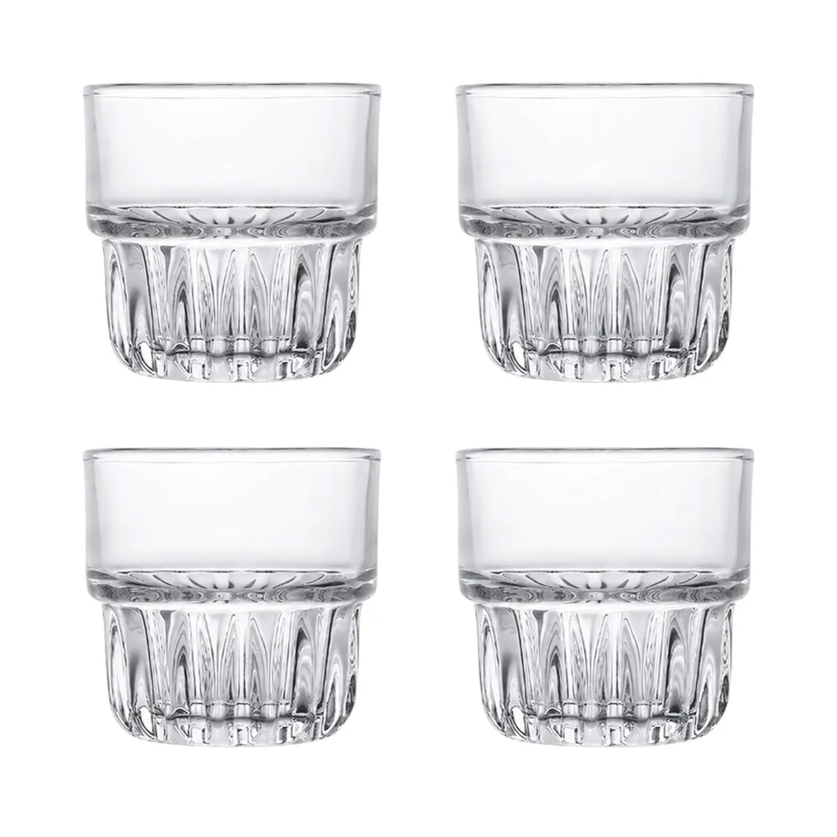 4 Pack - Vintage Style Diamond Whiskey Glass - Transparent