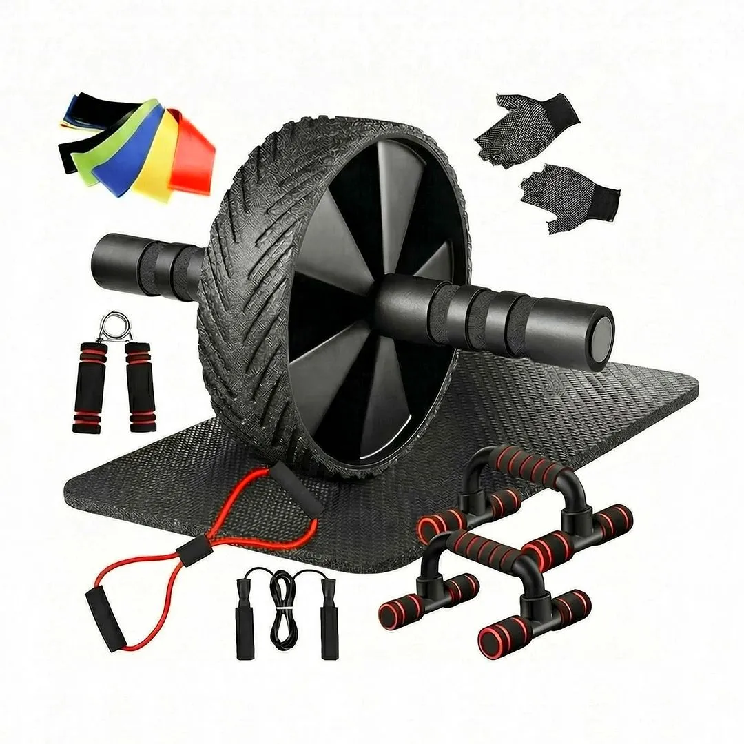 14pcs Ab Roller Wheel Kit with Knee Mat Home Gym Equipment Training Set