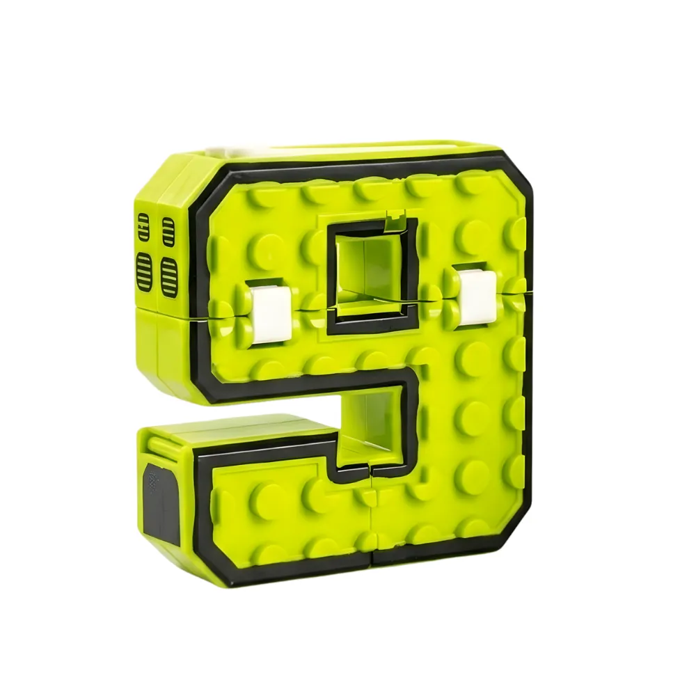 Transforming Number 9 Building Block Helicopter Toy - Green