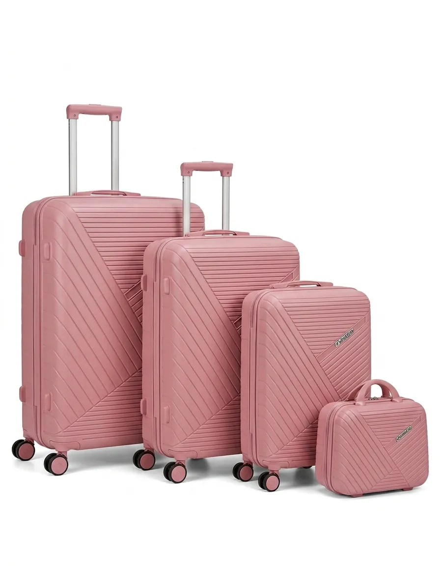 4-Pieces Unbreakable Suitcases Travel Trolley Luggage Set with String Bag